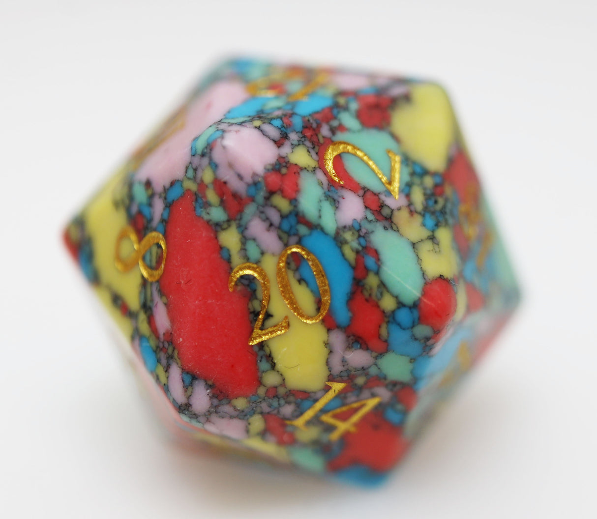Textured Turquoise Pop Art - Engraved with Gold Stone Dice Foam Brain Games
