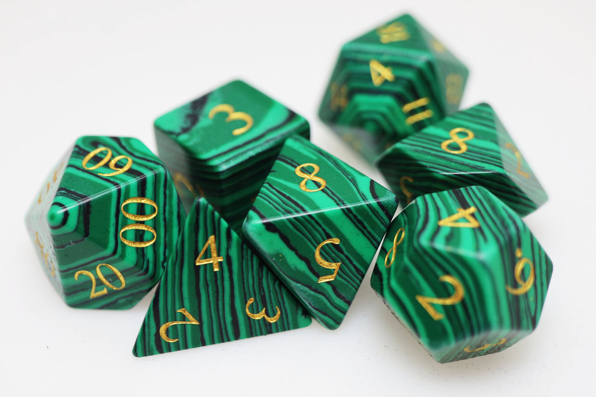 Textured Turquoise Dark Green - Engraved with Gold Stone Dice Foam Brain Games