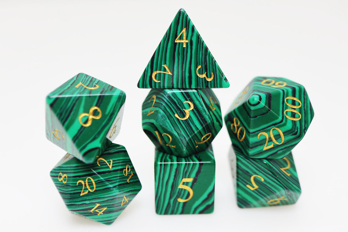 Textured Turquoise Dark Green - Engraved with Gold Stone Dice Foam Brain Games