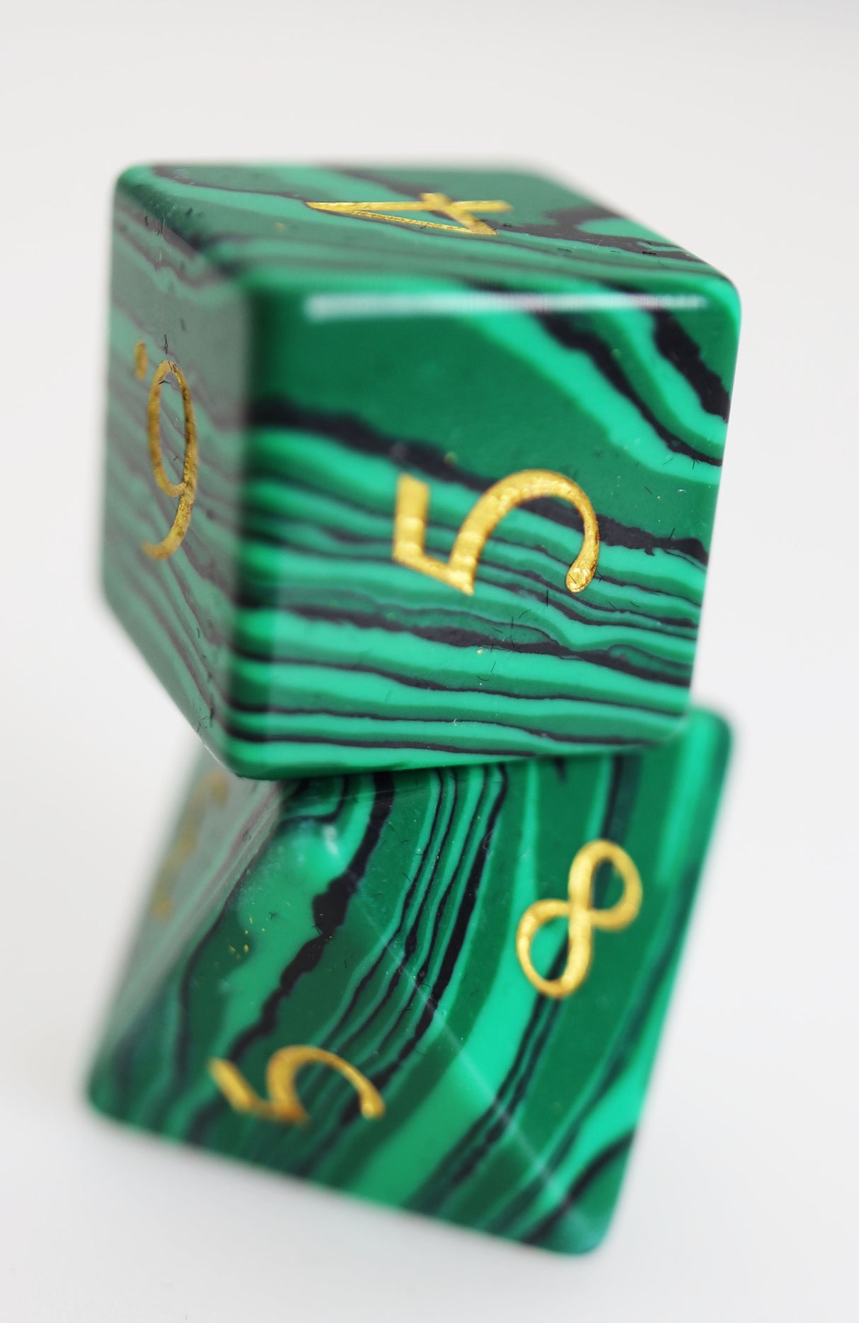 Textured Turquoise Dark Green - Engraved with Gold Stone Dice Foam Brain Games