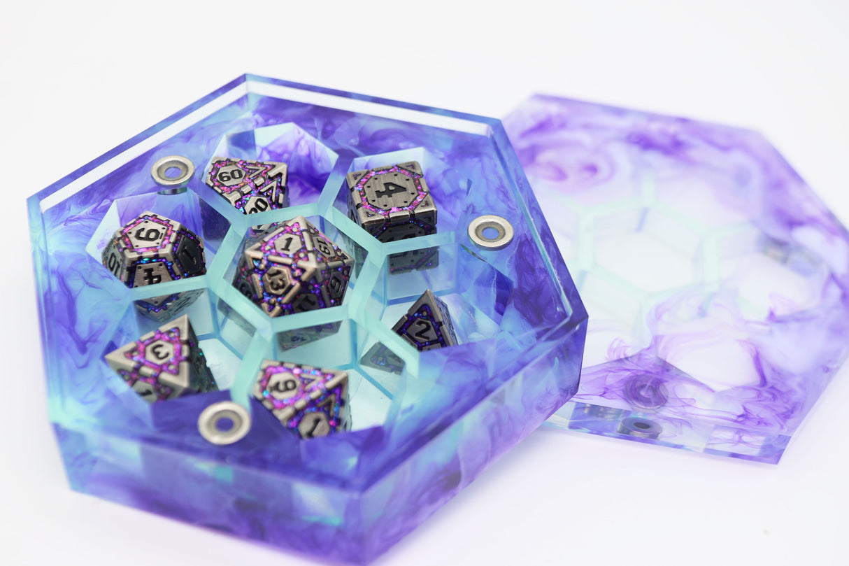 Sharp Edge Resin Dice Vault - Billowing Magic Dice Box Foam Brain Games