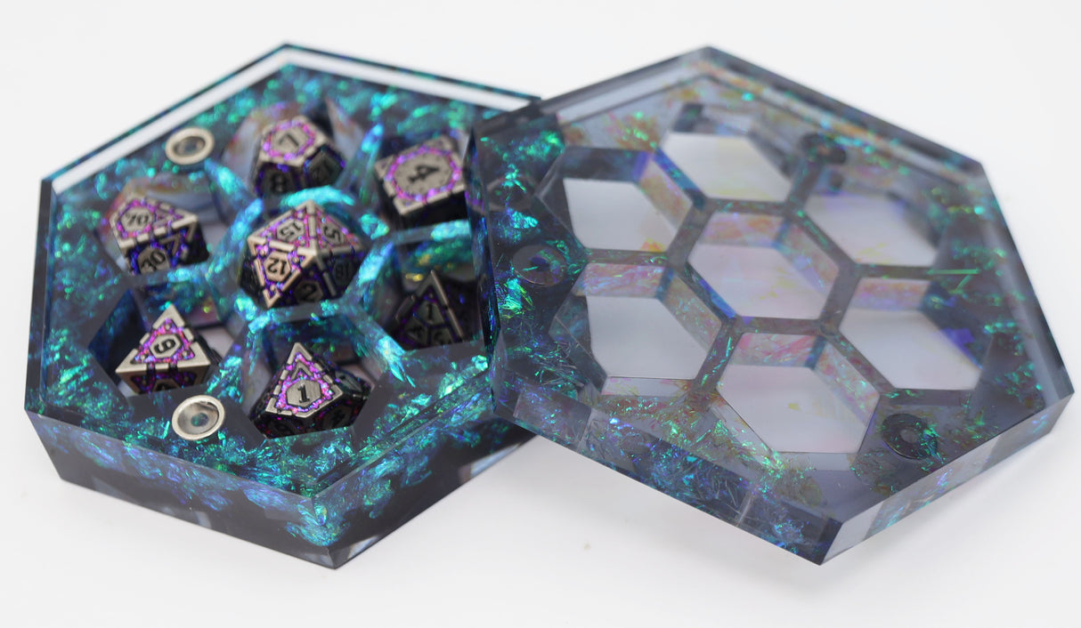 Sharp Edge Resin Dice Vault - Galactic Dreams Dice Box Foam Brain Games