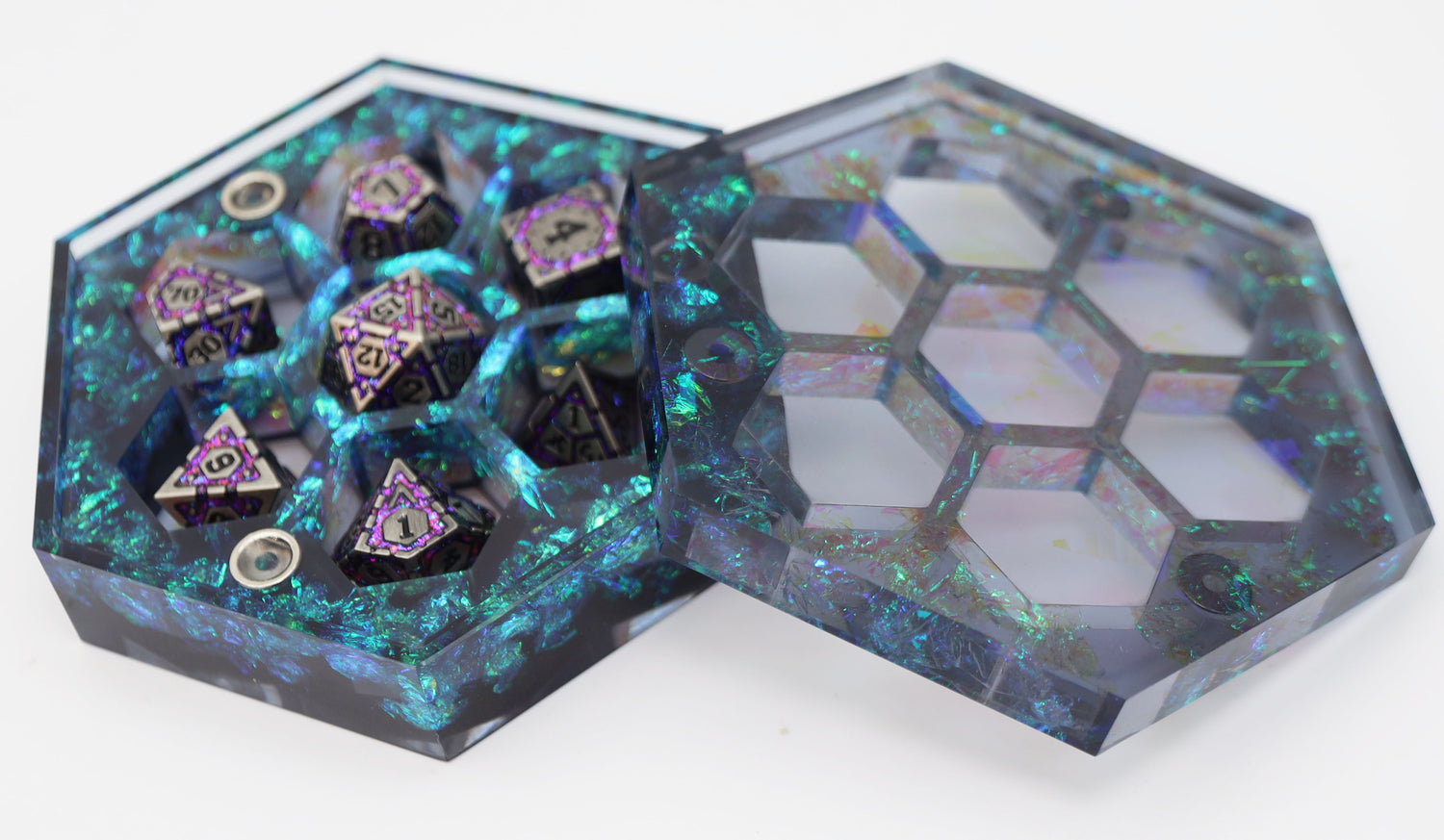 Sharp Edge Resin Dice Vault - Galactic Dreams Dice Box Foam Brain Games