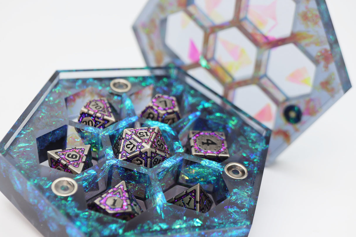 Sharp Edge Resin Dice Vault - Galactic Dreams Dice Box Foam Brain Games