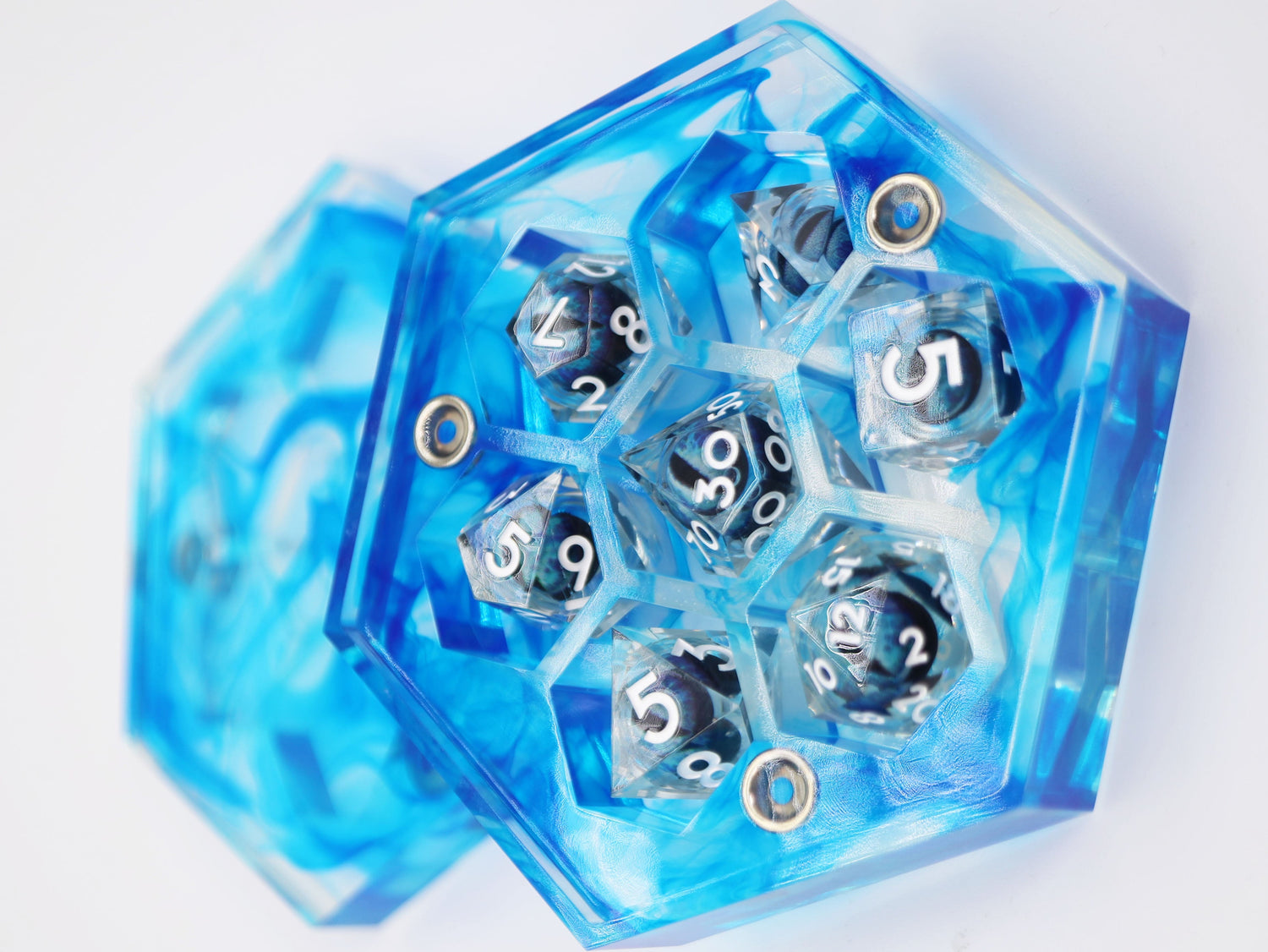 Sharp Edge Resin Dice Vault - Ocean Waters Dice Box Foam Brain Games