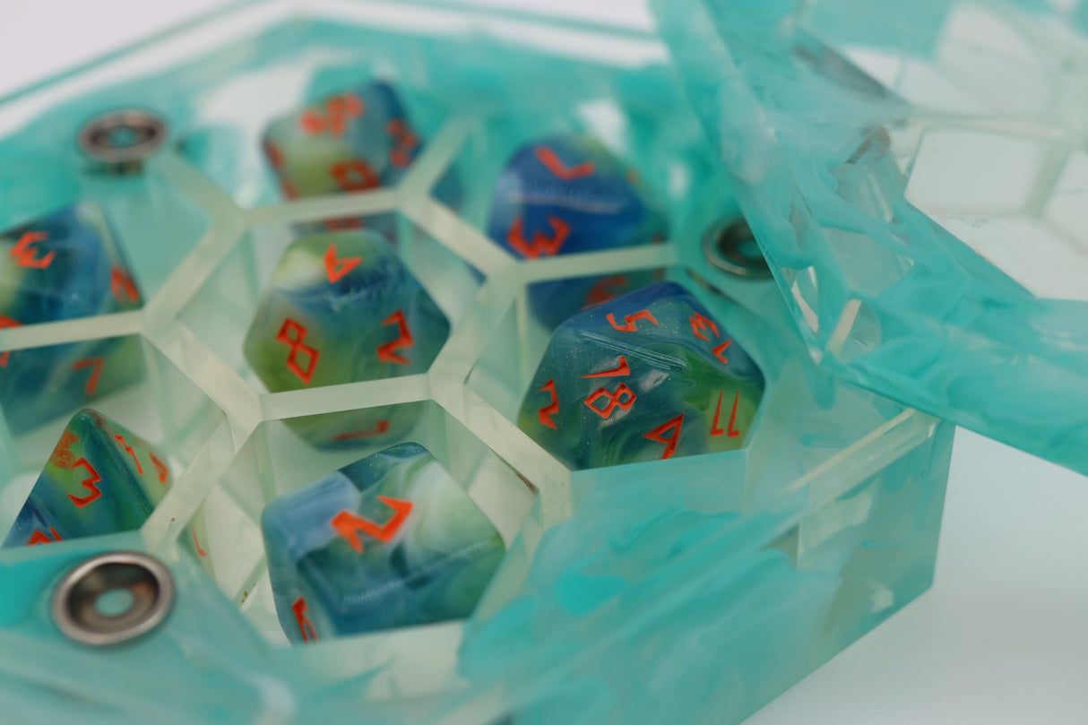 Sharp Edge Resin Dice Vault - Whispering Spirit Dice Box Foam Brain Games