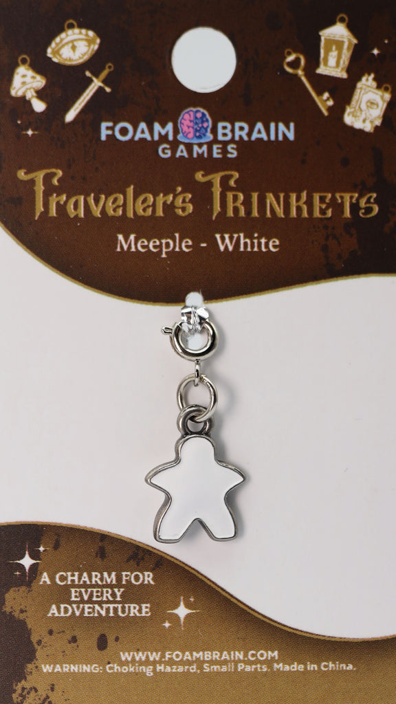 Traveler's Trinkets: Meeple - White Charm Jewelry Foam Brain Games