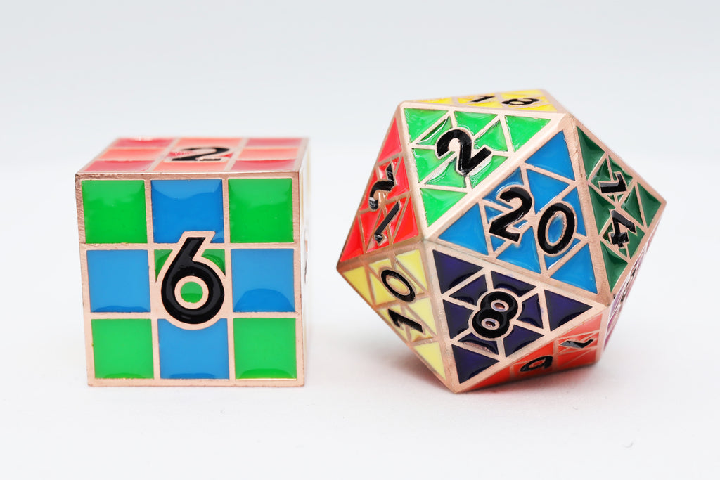 Puzzle Cube: Copper - Metal 8 piece Dice Set Metal Dice Foam Brain Games