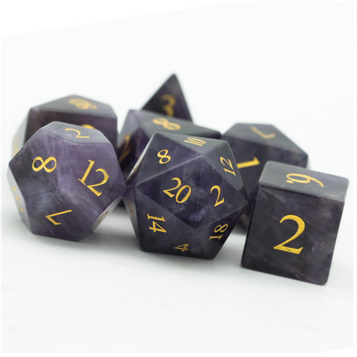 Amethyst - Gemstone Engraved with Gold Stone Dice Foam Brain Games