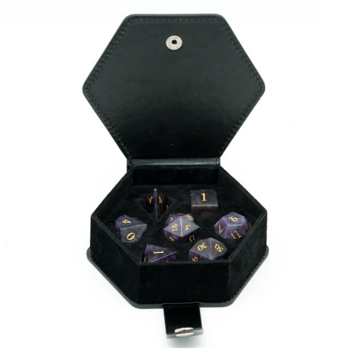 Amethyst - Gemstone Engraved with Gold Stone Dice Foam Brain Games