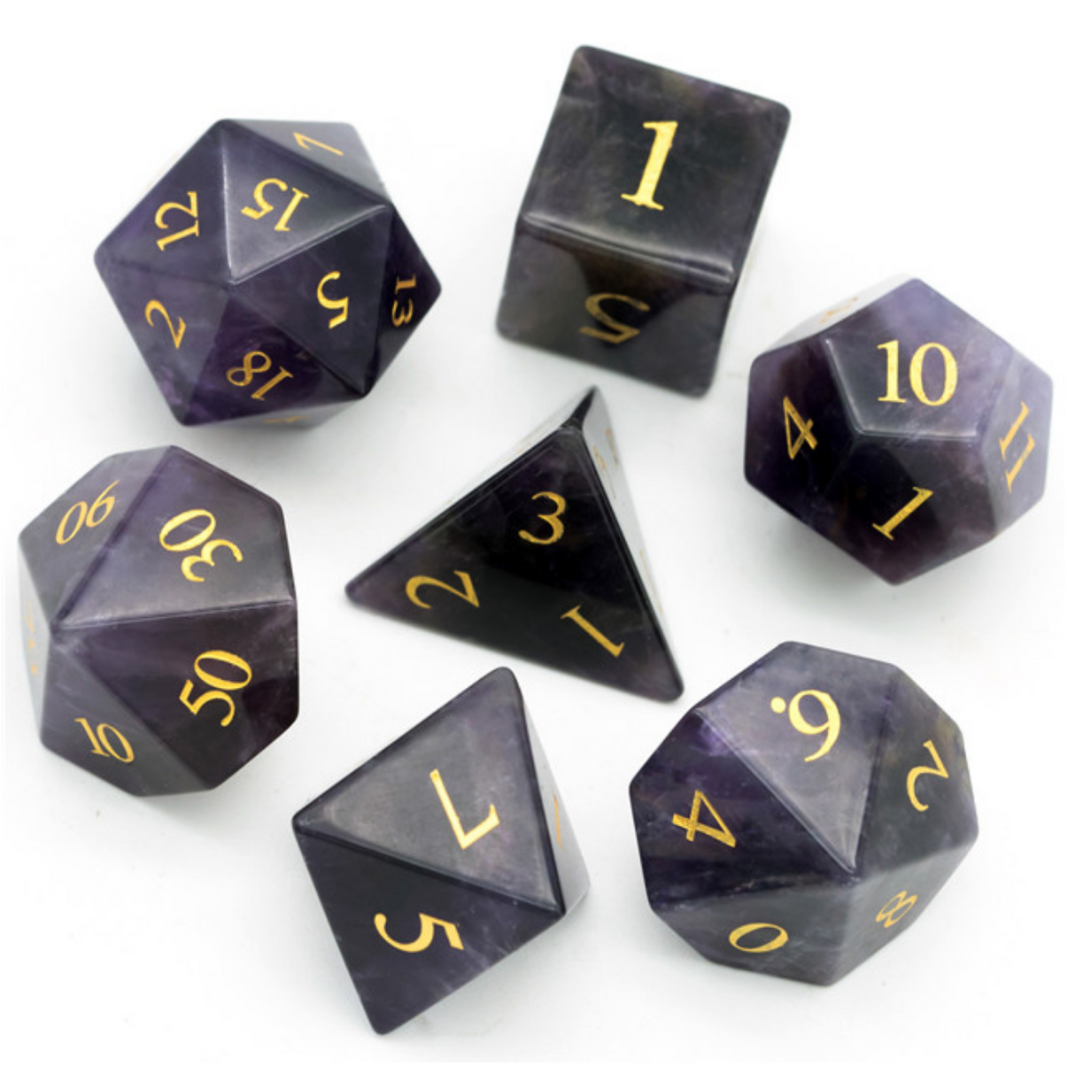 Amethyst - Gemstone Engraved with Gold Stone Dice Foam Brain Games