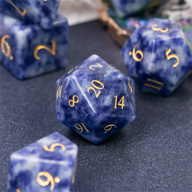 Blue Dot - Gemstone Engraved with Gold Stone Dice Foam Brain Games