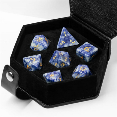 Blue Dot - Gemstone Engraved with Gold Stone Dice Foam Brain Games