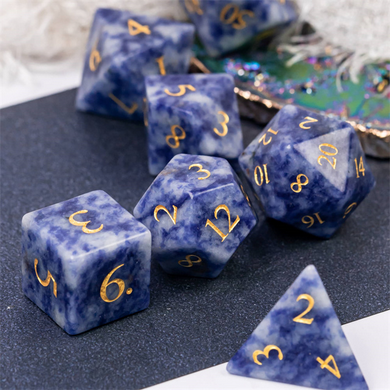 Blue Dot - Gemstone Engraved with Gold Stone Dice Foam Brain Games
