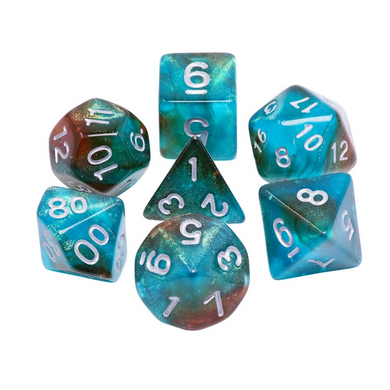 Glow in the Dark Blue Galaxy RPG Dice Set Plastic Dice Foam Brain Games