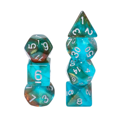 Glow in the Dark Blue Galaxy RPG Dice Set Plastic Dice Foam Brain Games