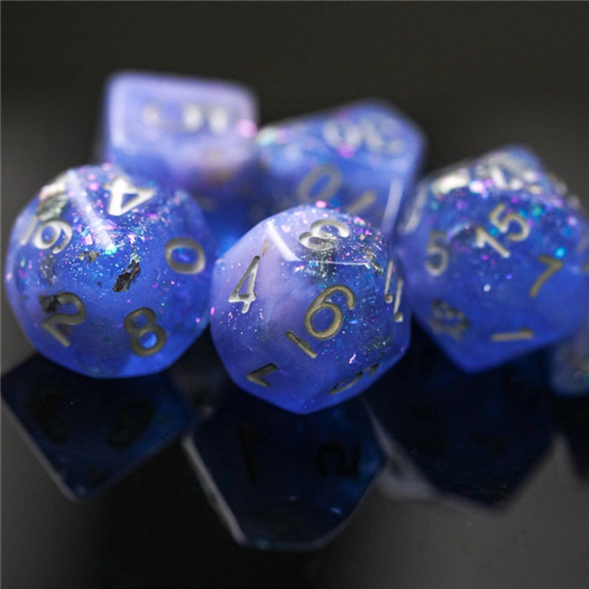 Blue & Pink Seabed Treasure RPG Dice Set Plastic Dice Foam Brain Games