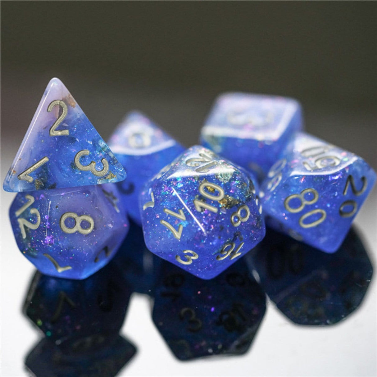 Blue & Pink Seabed Treasure RPG Dice Set Plastic Dice Foam Brain Games