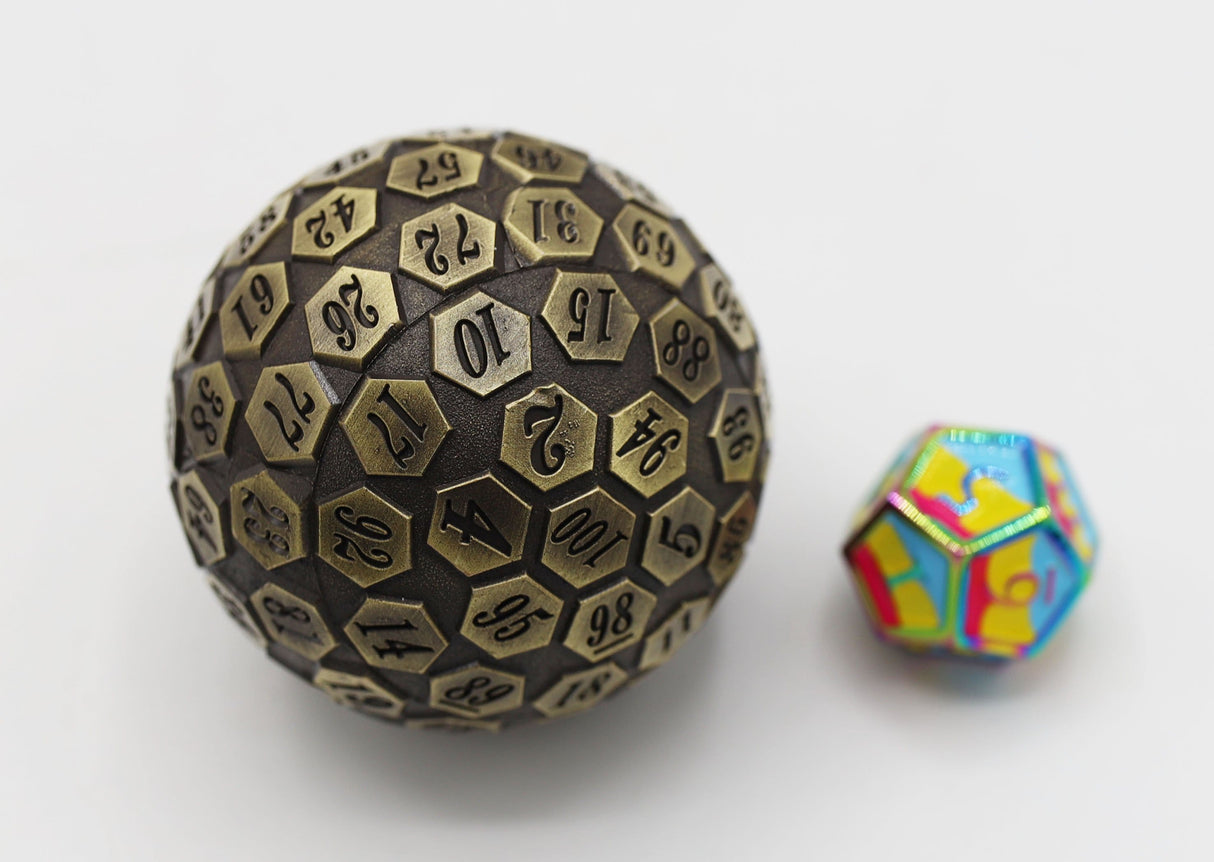 45mm Metal D100 - Bronze Metal Dice Foam Brain Games