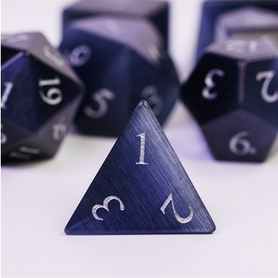 Cat's Eye Violet - Gemstone Engraved with Silver Stone Dice Foam Brain Games