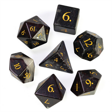 Chicken-Blood Stone - Gemstone Engraved with Gold Stone Dice Foam Brain Games
