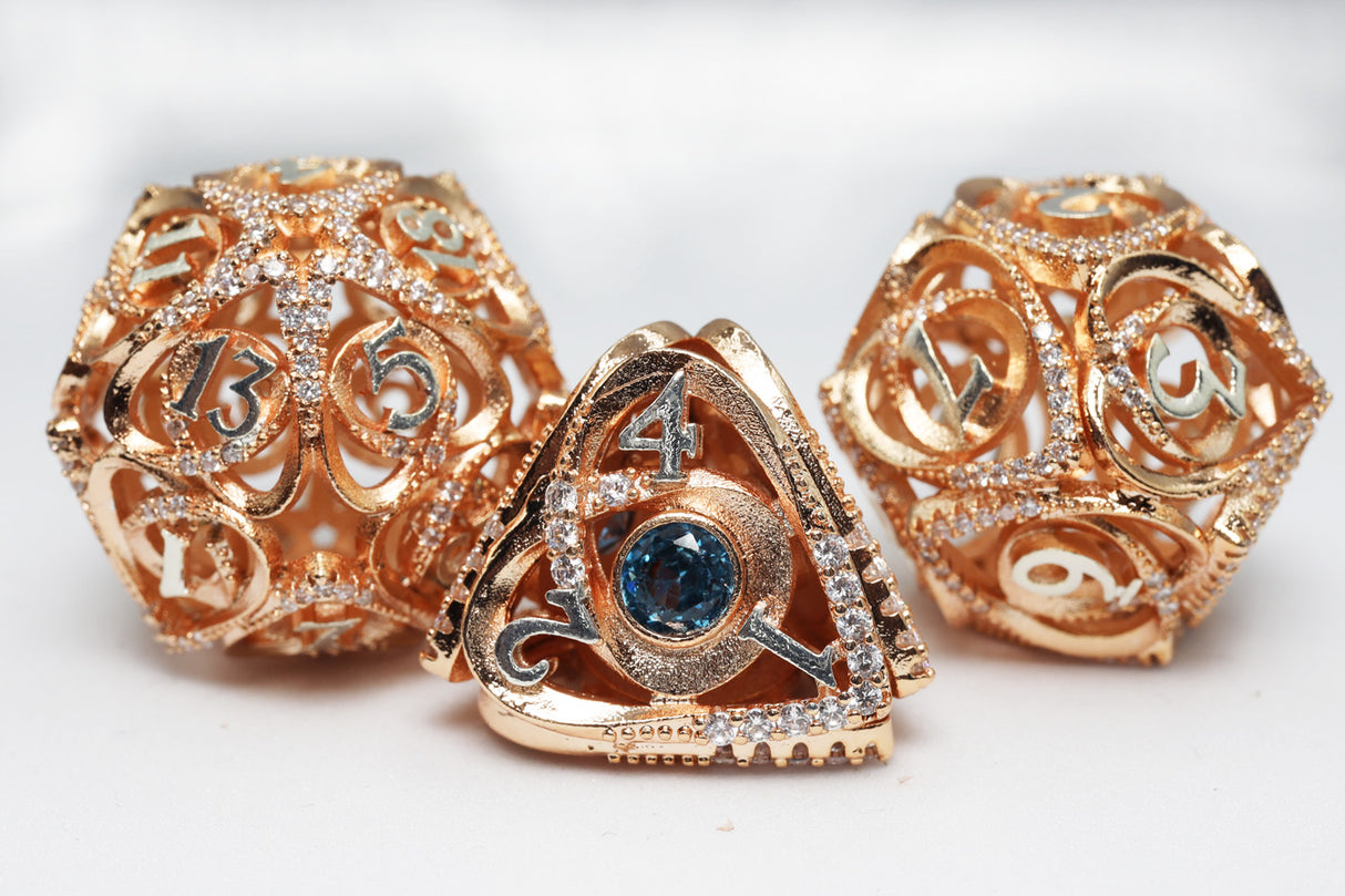 Hollow Hearts: Jeweled Copper - Metal RPG Dice Set Metal Dice Foam Brain Games