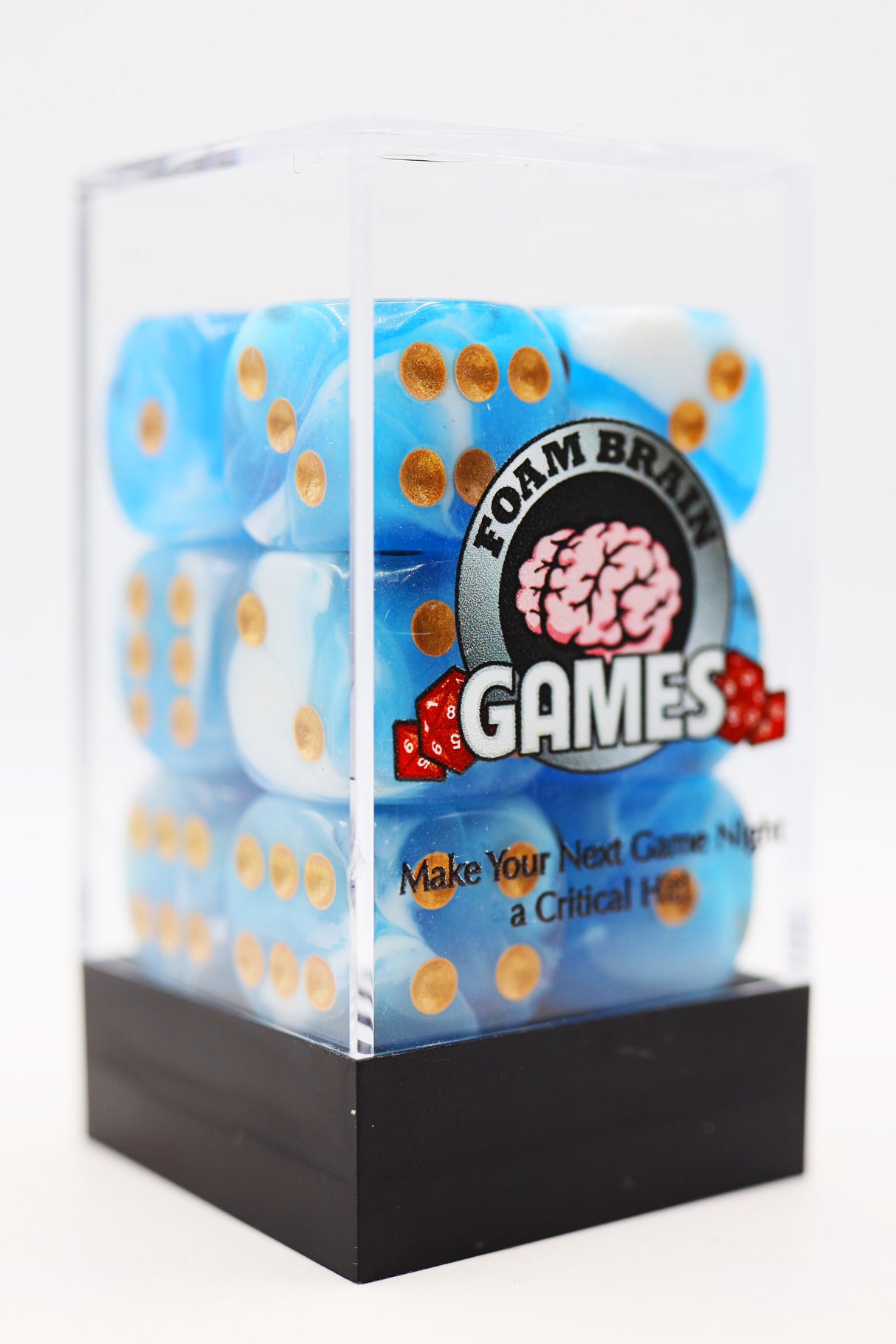 12 piece Pip D6s - Cirrostratus Glitter Plastic Dice Foam Brain Games