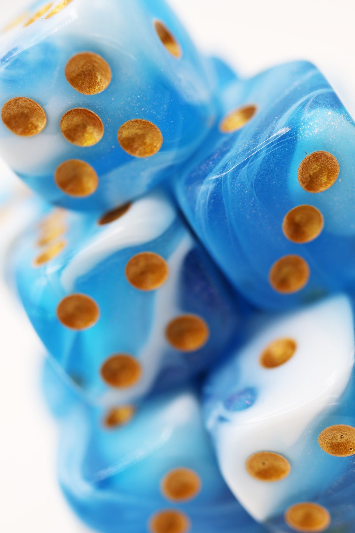 12 piece Pip D6s - Cirrostratus Glitter Plastic Dice Foam Brain Games