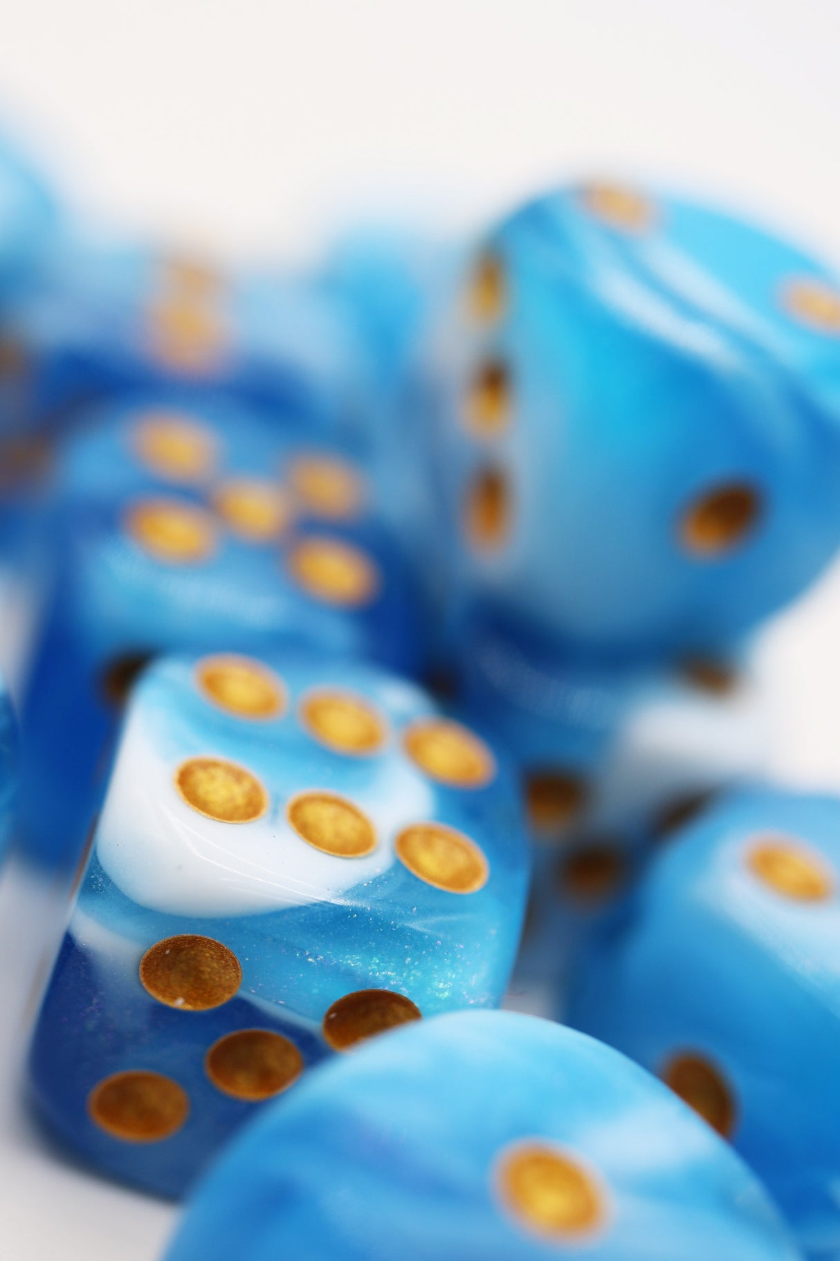 12 piece Pip D6s - Cirrostratus Glitter Plastic Dice Foam Brain Games