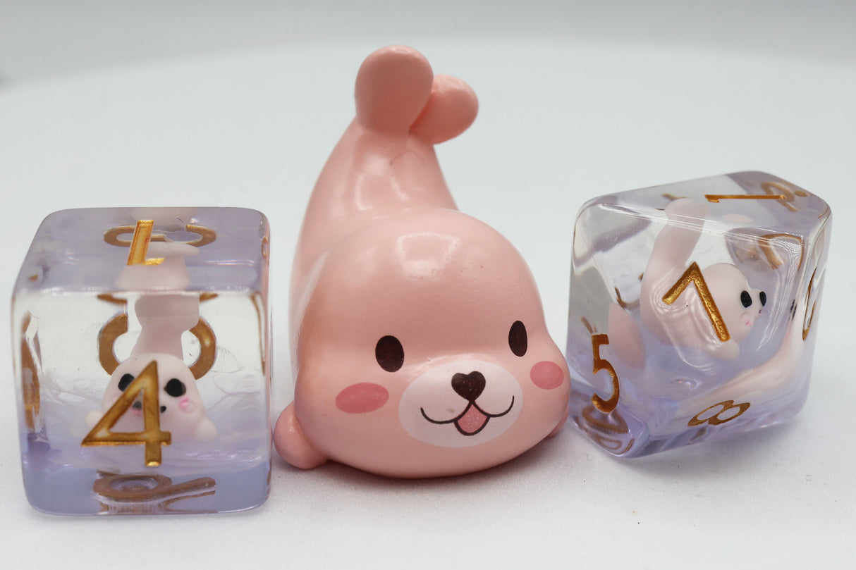 Pink Seal RPG Dice Set Plastic Dice Foam Brain Games