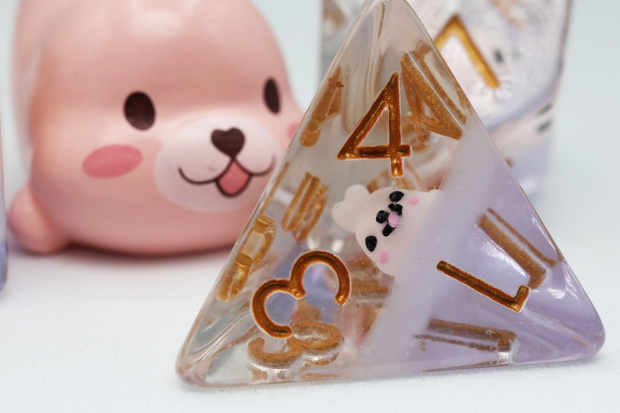 Pink Seal RPG Dice Set Plastic Dice Foam Brain Games