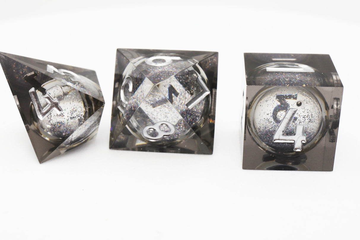 Sharp Edge Liquid Core RPG Dice Set - Black Plastic Dice Foam Brain Games