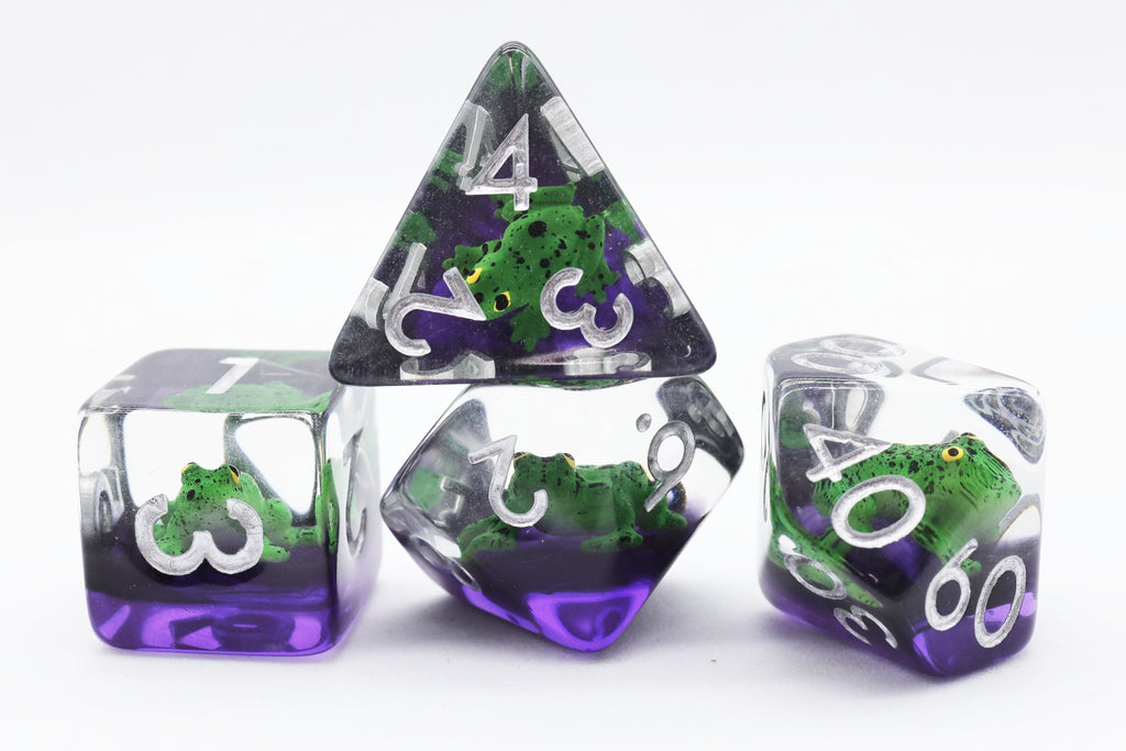 Green Poison Frog RPG Dice Set Plastic Dice Foam Brain Games