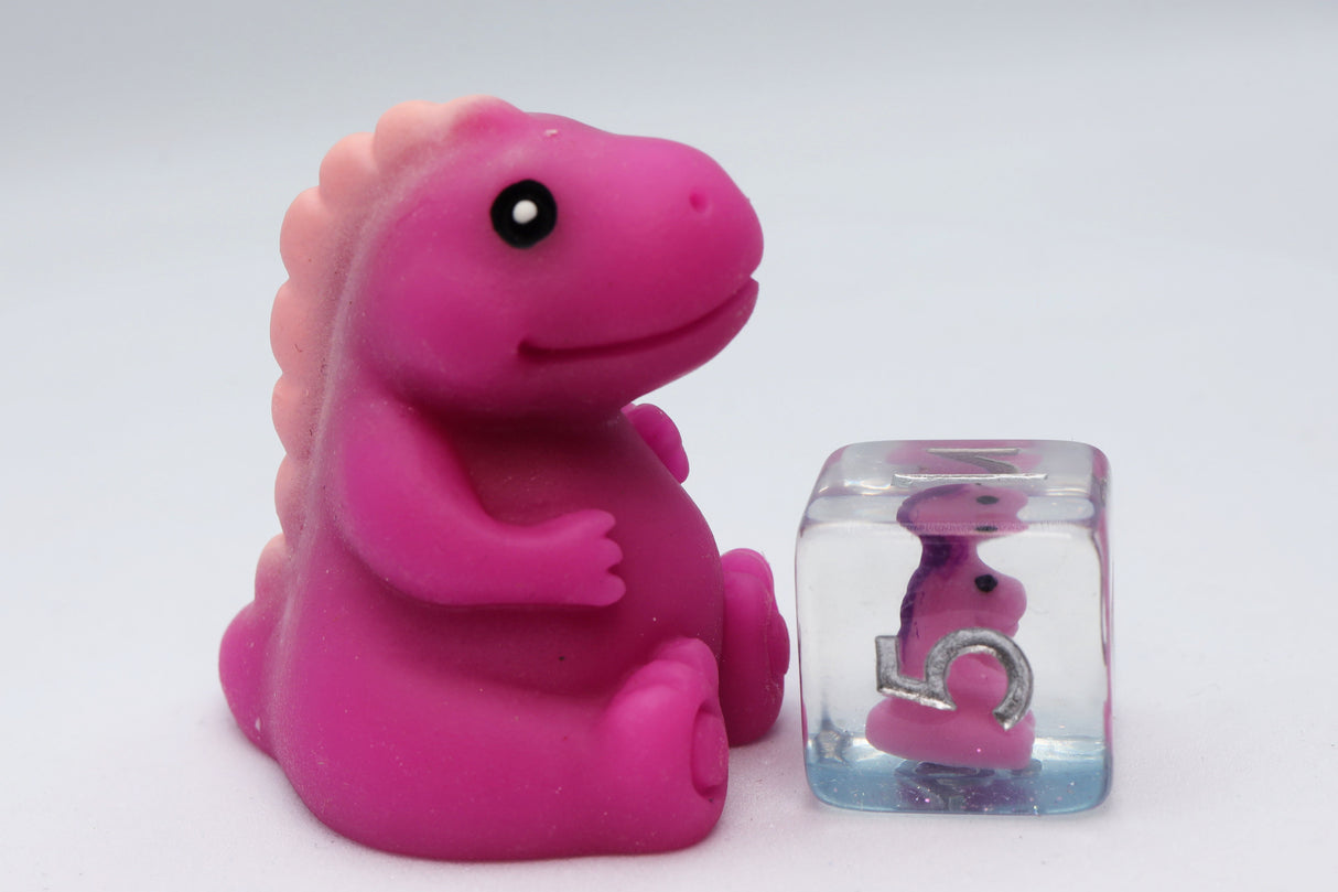 Pink T-Rex RPG Dice Set Plastic Dice Foam Brain Games