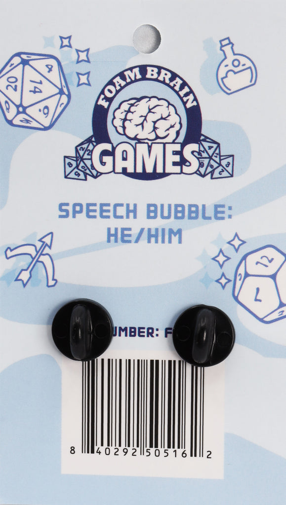 Speech Bubble Pin: He/Him Pronouns Enamel Pin cardboard clothing