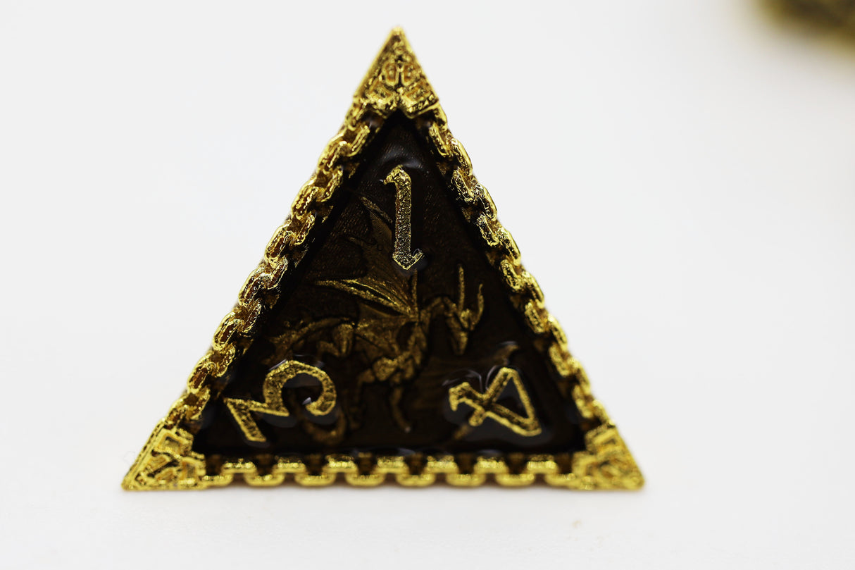 Chained Dragon: Gold Void - Metal RPG Dice Set Metal Dice Foam Brain Games