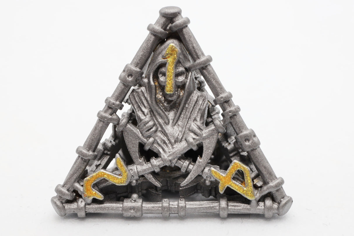 Grim Scythe: Grey - Metal RPG Dice Set Metal Dice Foam Brain Games
