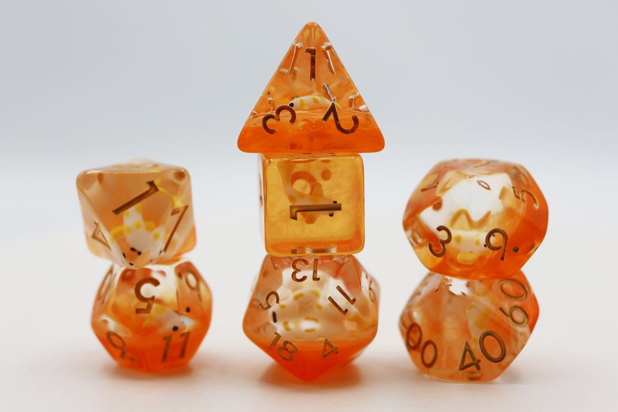 Golden Koi Fish RPG Dice Set Plastic Dice Foam Brain Games