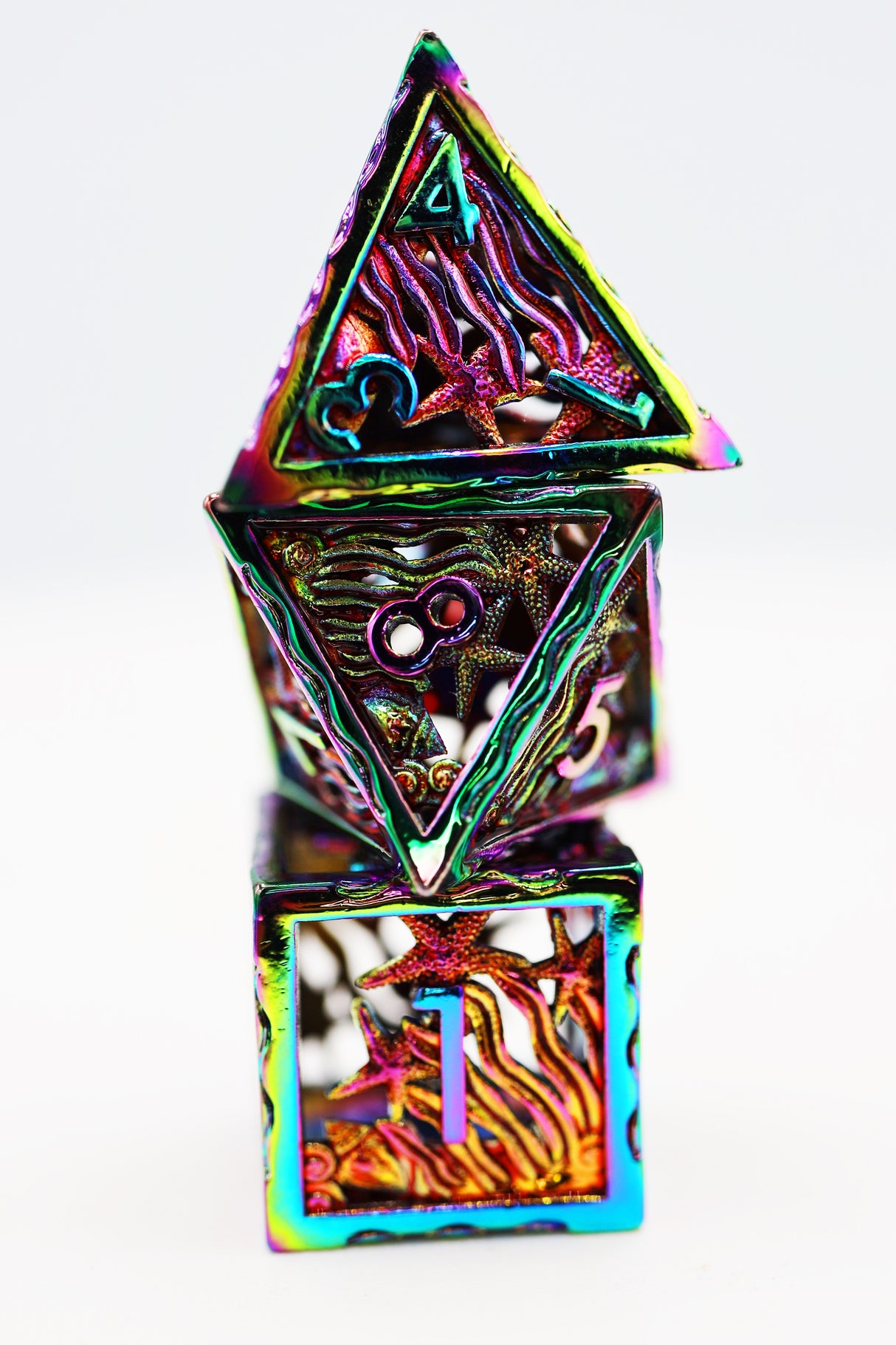 Seascape: Burnt Opal - Hollow Metal RPG Dice Set Metal Dice Foam Brain Games