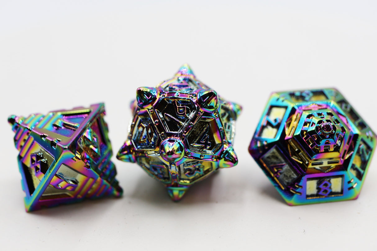 Dice 51: Holographic Projection - Metal RPG Dice Set Metal Dice Foam Brain Games