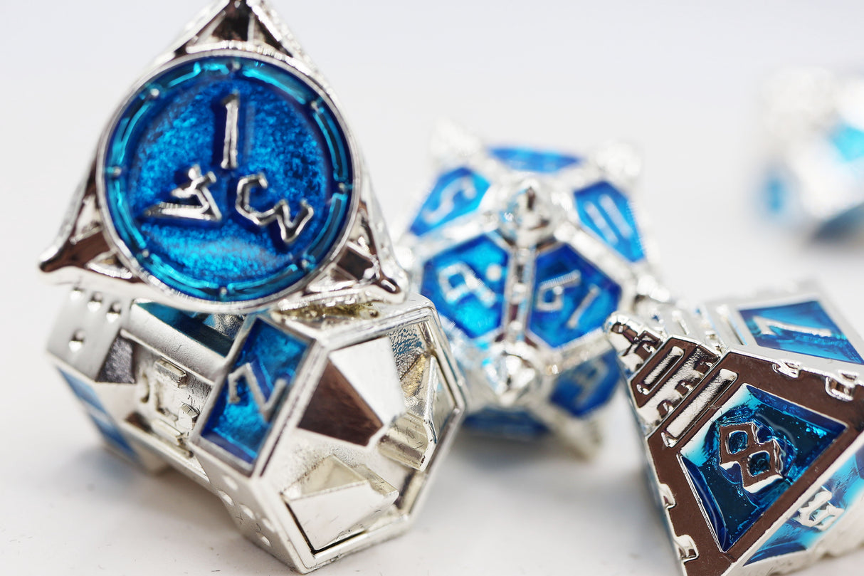 Dice 51: Interstellar Indigo - Metal RPG Dice Set Metal Dice Foam Brain Games