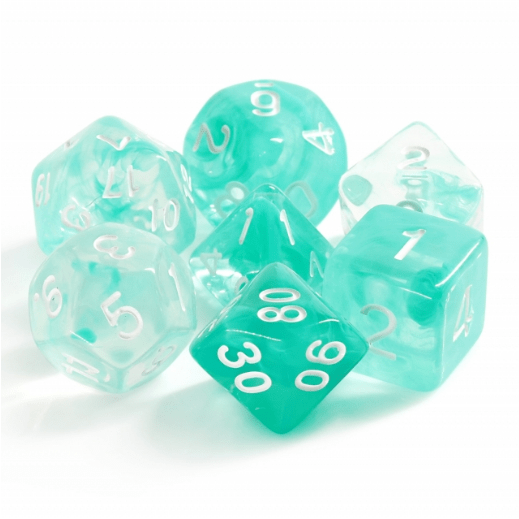Lake Teal RPG Dice Set Plastic Dice Foam Brain Games