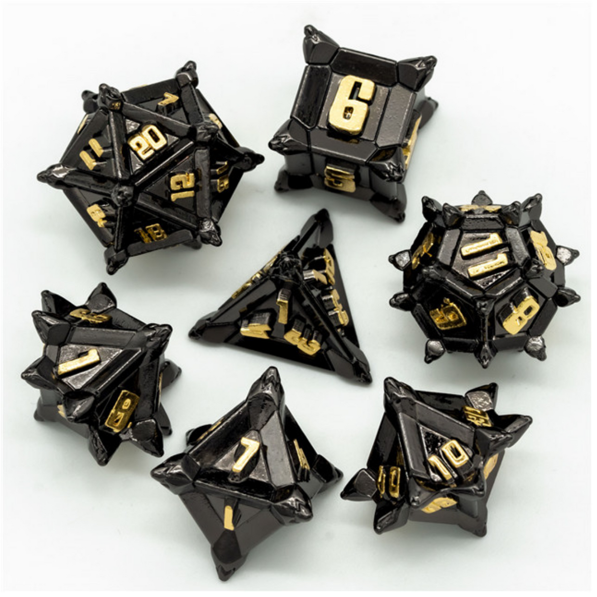 Warrior's Flail: Medieval - Metal RPG Dice Set Metal Dice Foam Brain Games
