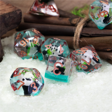 Panda in Bamboo RPG Dice Set Plastic Dice Foam Brain Games