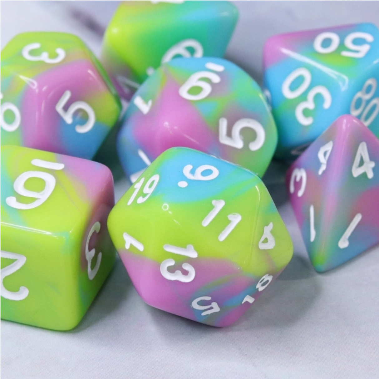 Pastel Punk RPG Dice Set Plastic Dice Foam Brain Games
