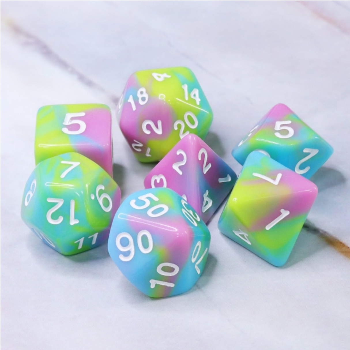 Pastel Punk RPG Dice Set Plastic Dice Foam Brain Games