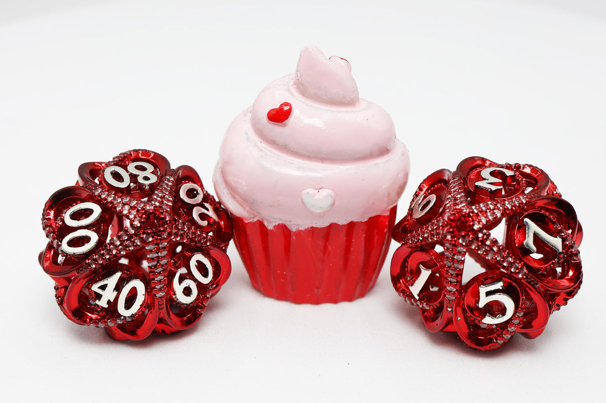 Hollow Hearts: Jeweled Red - Metal RPG Dice Set Metal Dice Foam Brain Games