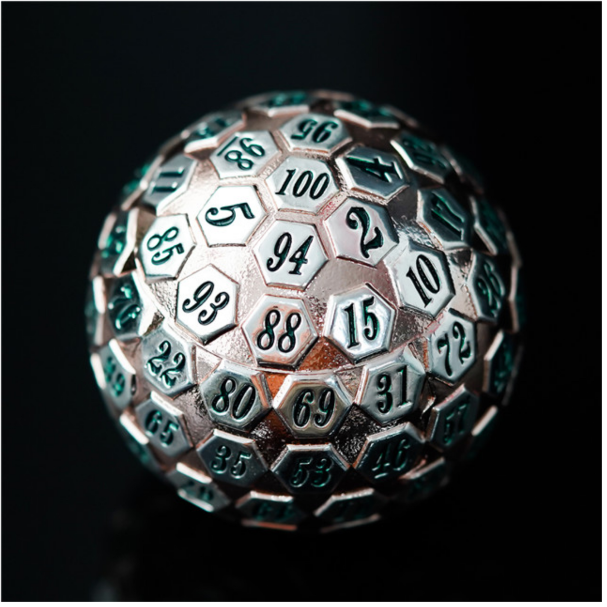 45mm Metal D100 - Rose Gold & Silver Metal Dice Foam Brain Games