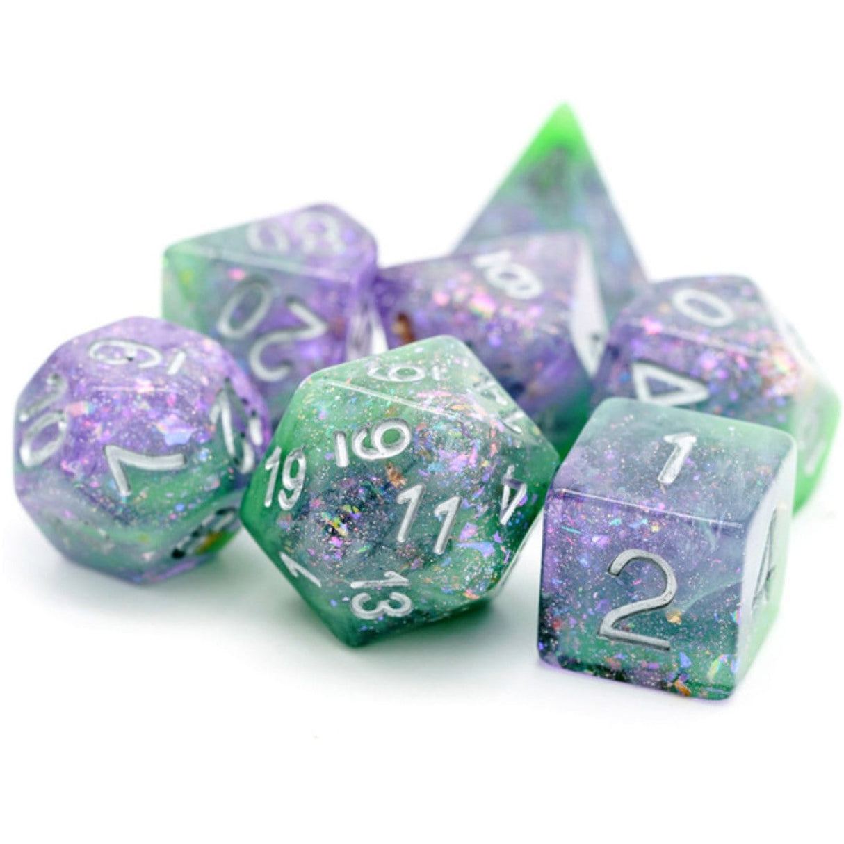 Green & Purple Seabed Treasure Dice Set Plastic Dice Foam Brain Games
