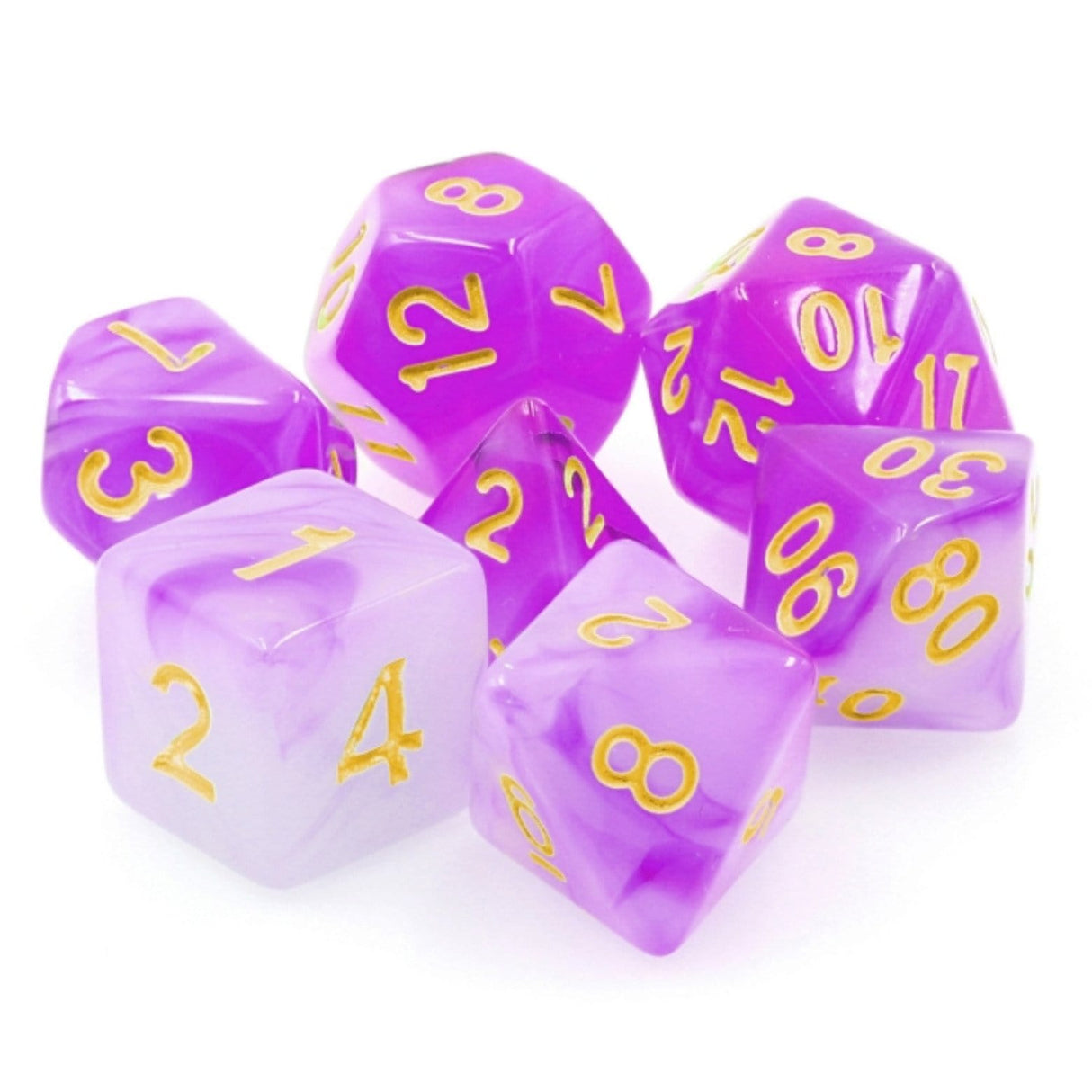Purple Milky RPG Dice Set Plastic Dice Foam Brain Games